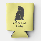 Rafraîchisseur Pour Canette Chat noir personnalisé Crazy Chat Lady Jaune (Devant)