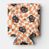 Rafraîchisseur Pour Canette Chat noir rétro Motif chèque orange (Devant)