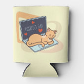 Rafraîchisseur Pour Canette Chat ordinateur couché mignon (Devant)