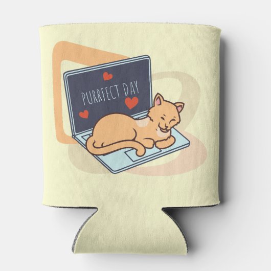 Rafraîchisseur Pour Canette Chat ordinateur couché mignon (Dos)