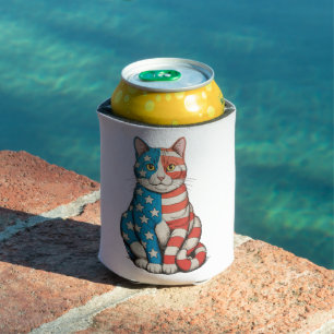 Rafraîchisseur Pour Canette Chat Patriotique 4 Juillet 250e Anniversaire