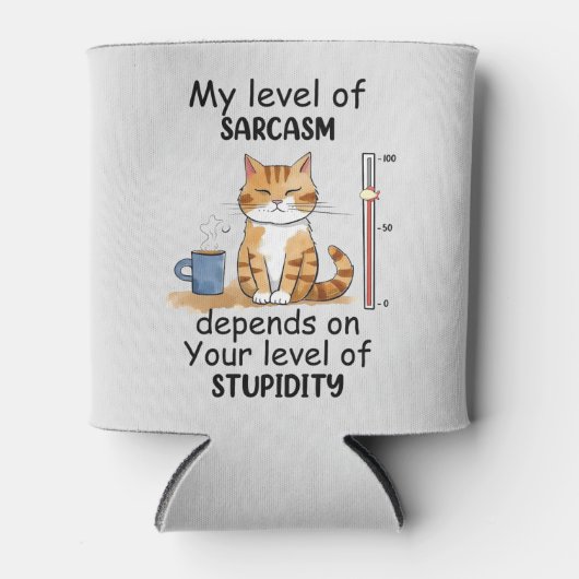 Rafraîchisseur Pour Canette Chat Sarcastique - Drôle Orange Art (Devant)