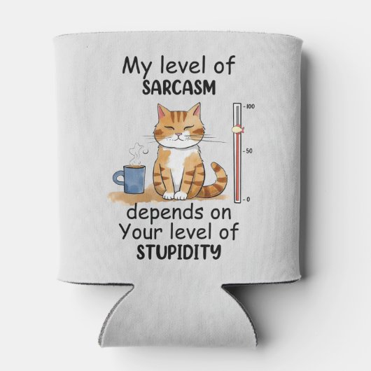 Rafraîchisseur Pour Canette Chat Sarcastique - Drôle Orange Art (Dos)