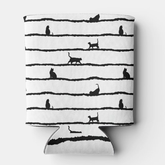 Rafraîchisseur Pour Canette Chat Silhouette rayures Abstrait main tiré Motif (Dos)