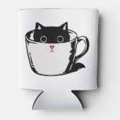Rafraîchisseur Pour Canette Chaton noir avec nez rouge caché dans une tasse (Devant)