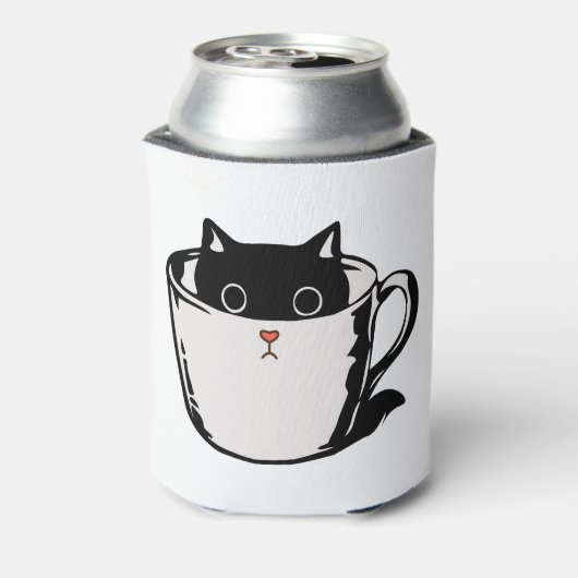 Rafraîchisseur Pour Canette Chaton noir avec nez rouge caché dans une tasse (Can Dos)