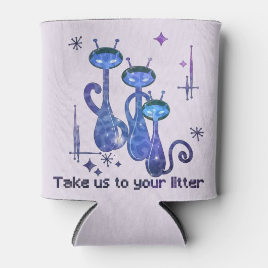 Rafraîchisseur Pour Canette Chats Aliens amusants | Emmenez-Nous Sur Votre Lit (Devant)