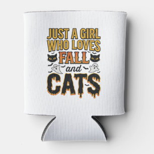 Rafraîchisseur Pour Canette Chats d'automne fille d'Halloween Graphisme Vintag
