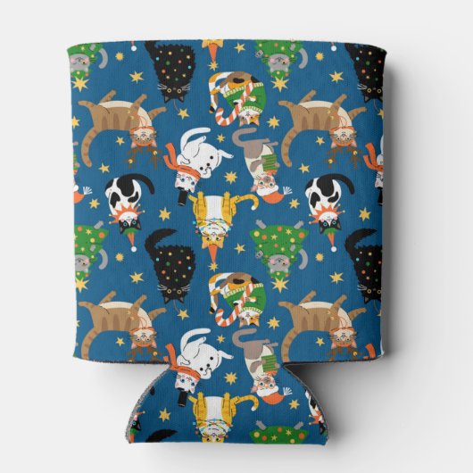 Rafraîchisseur Pour Canette Chats Festifs en Costumes de Noël Motif (Dos)