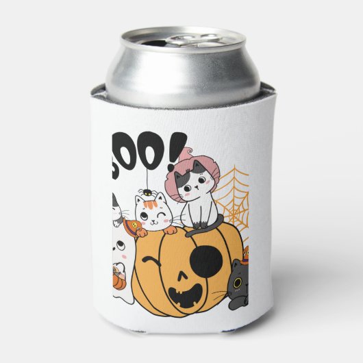 Rafraîchisseur Pour Canette Chats S'Amusant Sur Sticker Halloween (Can devant)