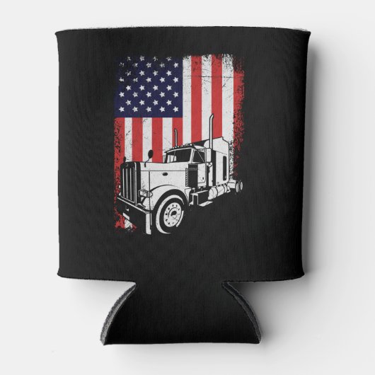 Rafraîchisseur Pour Canette Chauffeur de camion American Flag Trucker cadeau (Devant)