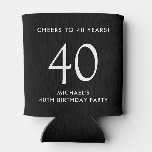 Rafraîchisseur Pour Canette Cheers Black 40th Birthday Party (Dos)
