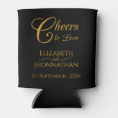 Rafraîchisseur Pour Canette Cheers to Love Minimal Black & Gold Script Mariage (Devant)