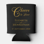Rafraîchisseur Pour Canette Cheers to Love Minimal Black & Gold Script Mariage (Dos)