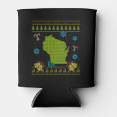 Rafraîchisseur Pour Canette Chemise laide Noël du Wisconsin (Devant)