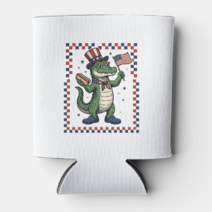 Rafraîchisseur Pour Canette Chemise vintage avec drapeau de hot dog d'alligato