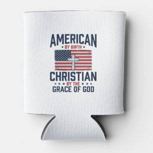 Rafraîchisseur Pour Canette Chemise Vintage Croix du Drapeau Chrétien Américai