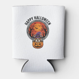 Rafraîchisseur Pour Canette Chemise vintage Halloween Bulldog Sorcière Citroui