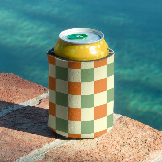 Rafraîchisseur Pour Canette Chèques classiques rétro en carton orange vert (Piscine in situ)