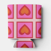 Rafraîchisseur Pour Canette Chèques rétro Pink Heart Checkerboard (Dos)