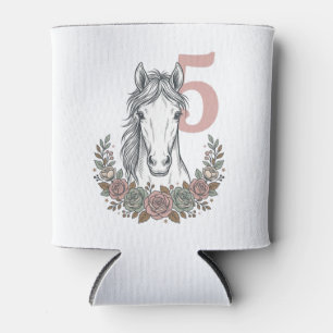 Rafraîchisseur Pour Canette Cheval 5e Anniversaire Vintage Floral Enfants Fête