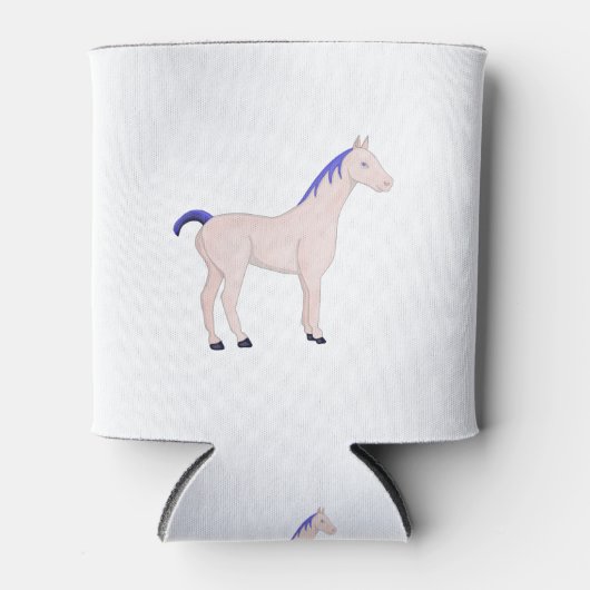Rafraîchisseur Pour Canette Cheval avec un Mane Bleu (Devant)
