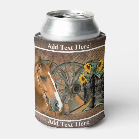 Rafraîchisseur Pour Canette Cheval Cowboy Boots Wagon Wheel Ouest (Can devant)