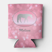 Rafraîchisseur Pour Canette Cheval de plaisir Silver Western sur Pink Brokeh (Devant)