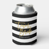 Rafraîchisseur Pour Canette Chic Black and White Stripes Faux Gold Team Bride (Can devant)