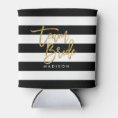 Rafraîchisseur Pour Canette Chic Black and White Stripes Faux Gold Team Bride (Devant)