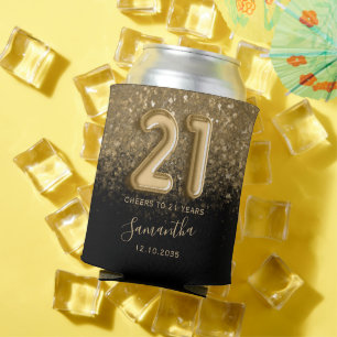 Rafraîchisseur Pour Canette Chic Gold et Parties scintillant noire 21e anniver