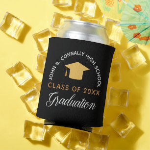Rafraîchisseur Pour Canette Chic Graduation Party Black Gold Custom 2023