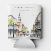 Rafraîchisseur Pour Canette Chic New Orleans Louisiana Mariage aquarelle (Dos)
