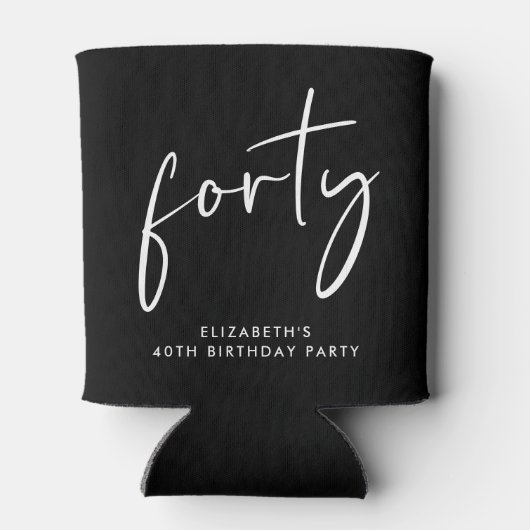 Rafraîchisseur Pour Canette Chic Script 40e fête d'anniversaire (Dos)