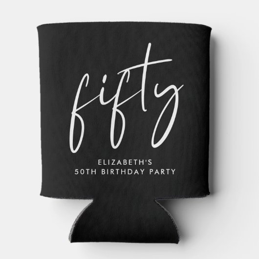 Rafraîchisseur Pour Canette Chic Script 50e fête d'anniversaire (Dos)