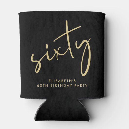 Rafraîchisseur Pour Canette Chic Script 60e fête d'anniversaire (Dos)