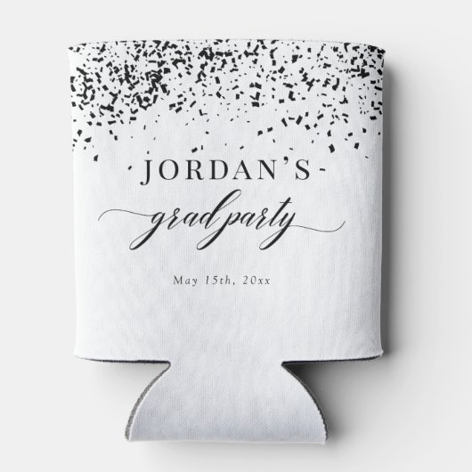 Rafraîchisseur Pour Canette Chic Script Black Confetti Graduation (Dos)