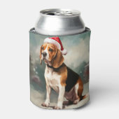 Rafraîchisseur Pour Canette Chien beagle à Noël de neige (Can devant)