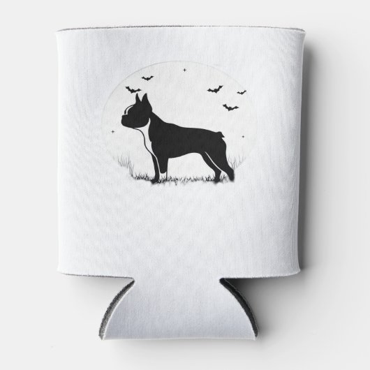 Rafraîchisseur Pour Canette Chien de Boston Terrier � Halloween Moon Silhouett (Devant)