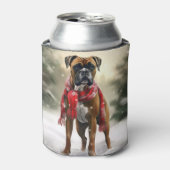 Rafraîchisseur Pour Canette Chien de boxe en Noël de neige (Can devant)