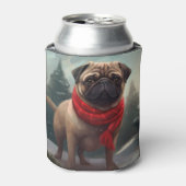 Rafraîchisseur Pour Canette Chien de carlin en Noël de neige (Can devant)