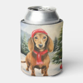 Rafraîchisseur Pour Canette Chien de Dachshund à Noël de neige (Can devant)