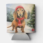 Rafraîchisseur Pour Canette Chien de Dachshund à Noël de neige (Dos)