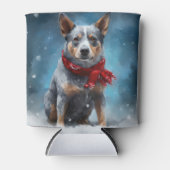 Rafraîchisseur Pour Canette Chien de Heeler Bleu à Noël de neige (Devant)