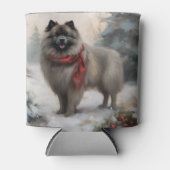 Rafraîchisseur Pour Canette Chien de Keeshond à Noël de neige (Devant)