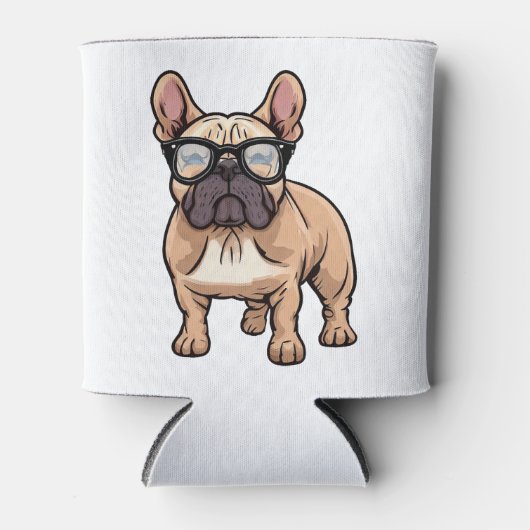 Rafraîchisseur Pour Canette Chien de taureau français portant des lunettes (Devant)