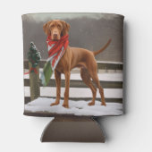 Rafraîchisseur Pour Canette Chien de Vizsla à Noël de neige (Dos)
