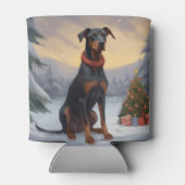 Rafraîchisseur Pour Canette Chien Doberman pendant Noël de neige (Dos)