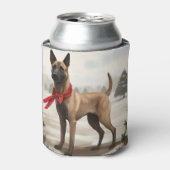 Rafraîchisseur Pour Canette Chien malinois belge à Noël de neige (Can devant)