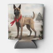 Rafraîchisseur Pour Canette Chien malinois belge à Noël de neige (Devant)